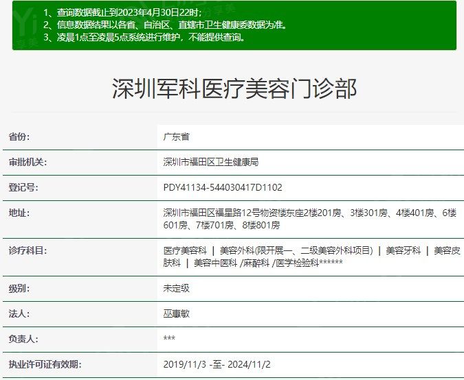 深圳军科医疗美容执业资质