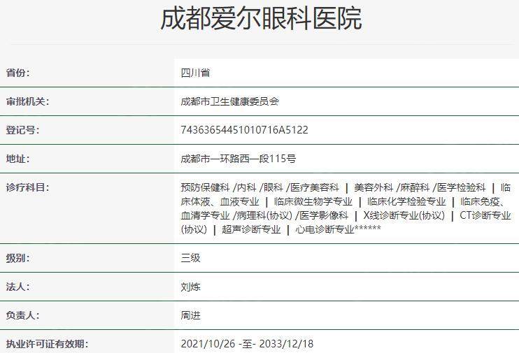 成都爱尔眼科医院资质