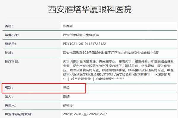 西安华厦眼科医院资质