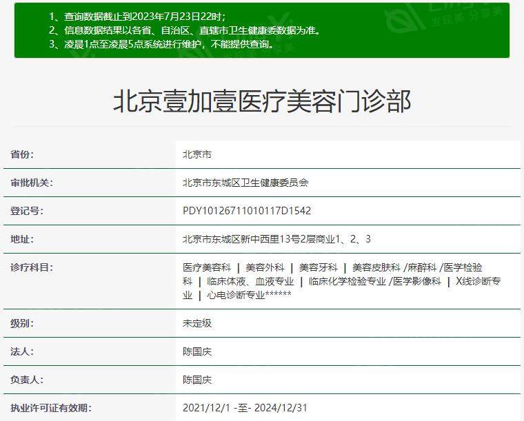北京壹加壹医疗美容资质