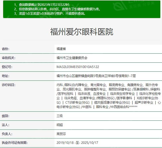 福州爱尔眼科医院资质