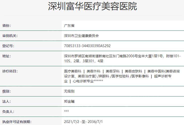 深圳富华整形医院资质