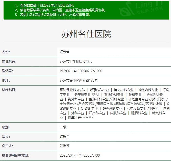 苏州名仕医院资质