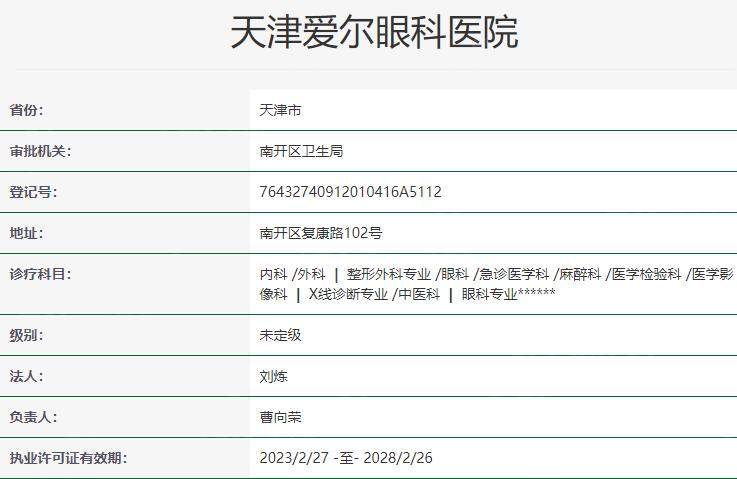 天津爱尔眼科医院资质