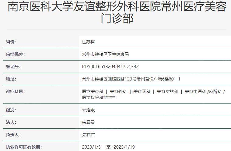 常州友谊整形外科医院资质