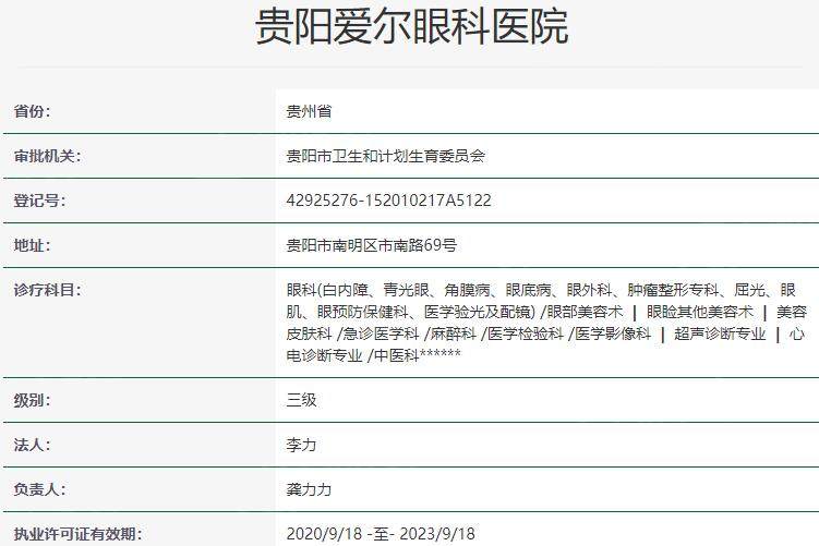 贵阳爱尔眼科医院资质
