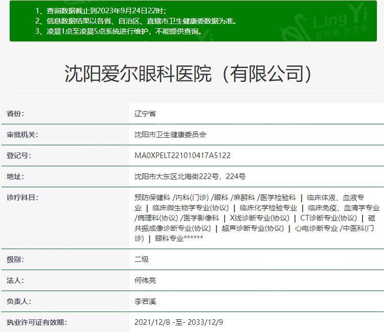 沈阳爱尔眼科资质