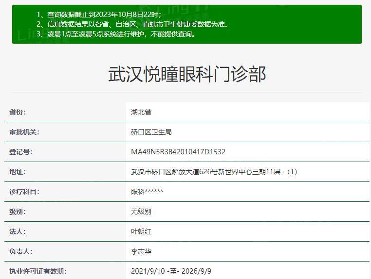 武汉悦瞳眼科资质