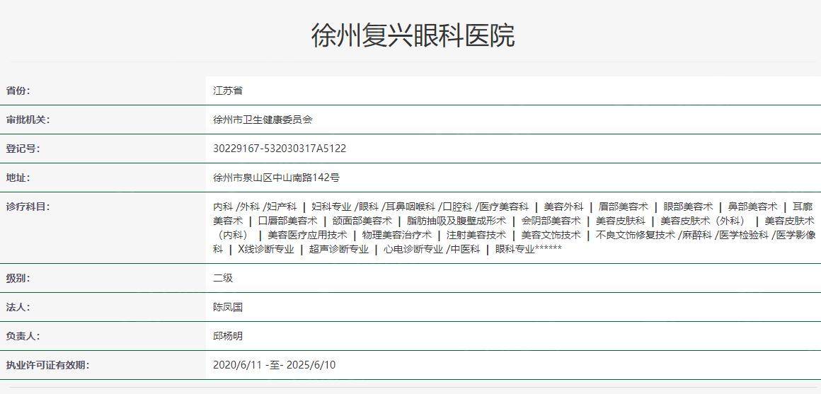 徐州复兴眼科医院卫健委