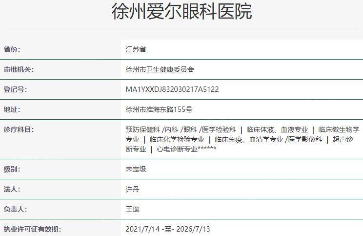 徐州爱尔眼科医院资质
