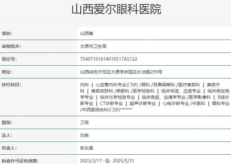 山西爱尔眼科医院资质