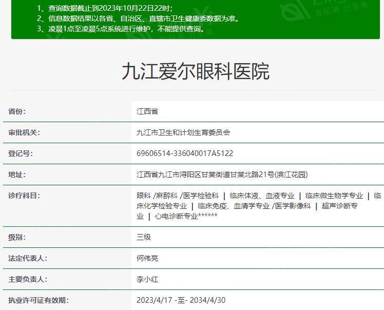 九江爱尔眼科资质