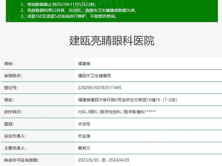 建瓯亮睛眼科医院资质