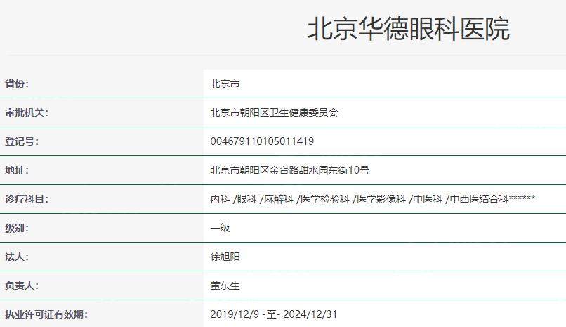 北京华德眼科医院卫健委