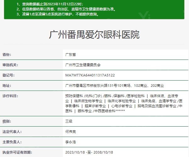 广州番禺爱尔眼科医院资质