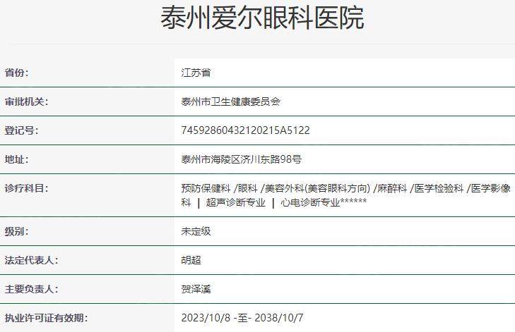 泰州爱尔眼科医院资质