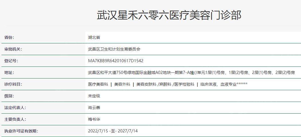 武汉星禾医疗美容卫健委资料