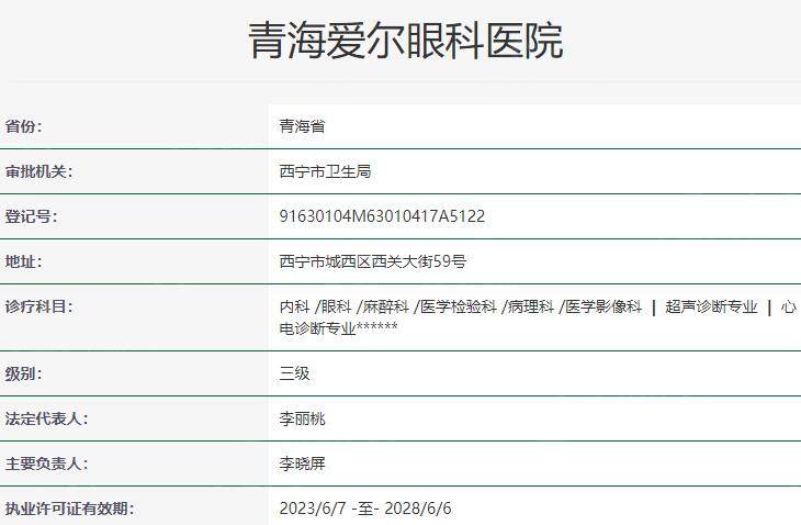青海爱尔眼科医院资质