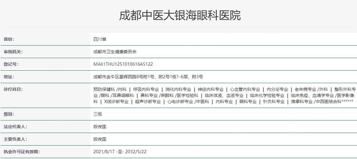 成都中医大银海眼科医院要多少钱