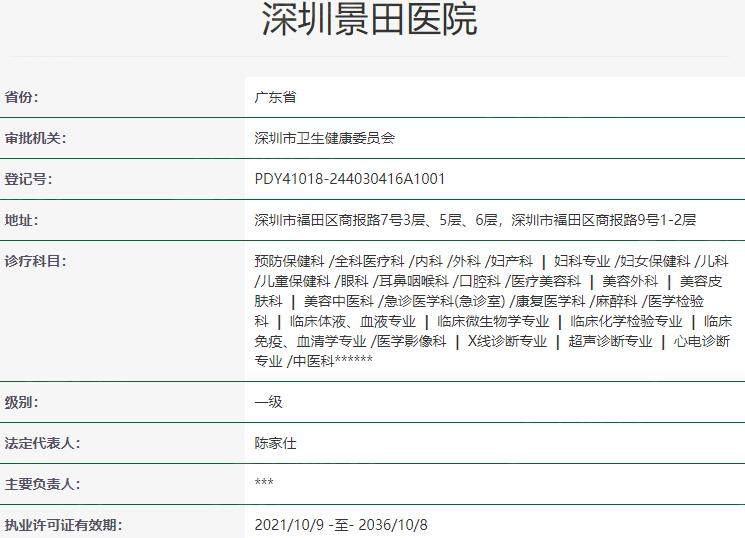 深圳景田医院资质