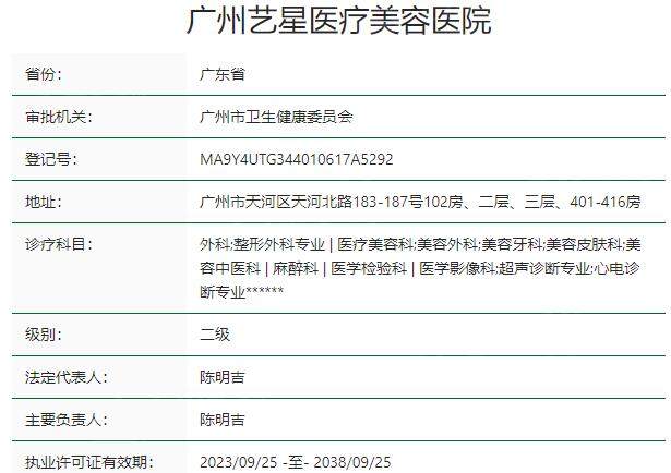广州艺星医疗美容医院资质