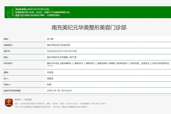 南充美纪元华美整形美容门诊部卫健委资质