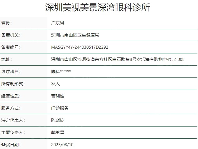 深圳美视美景深湾眼科门诊