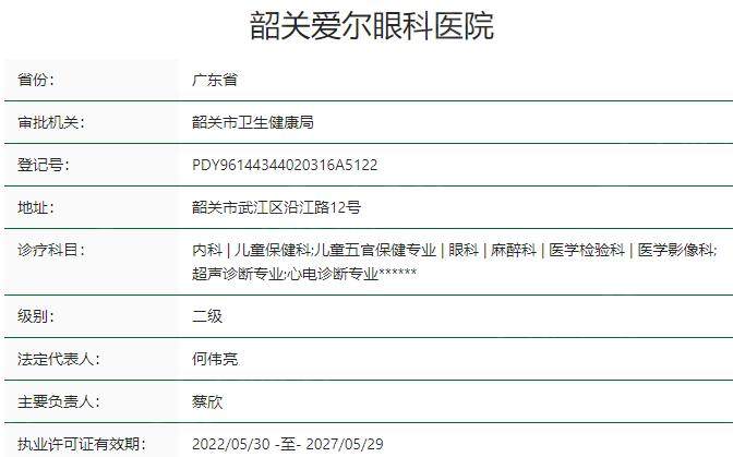 韶关爱尔眼科医院资质
