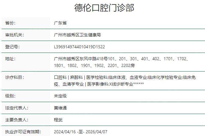 广州德伦口腔门诊部资质