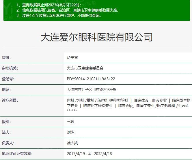 大连爱尔眼科医院近视价目表曝光：大连何氏准分子激光/儿童斜弱视治疗价格透明