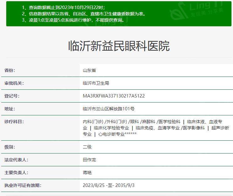 临沂新益民眼科医院光明路新址,诊疗科目与营利性质全面公示