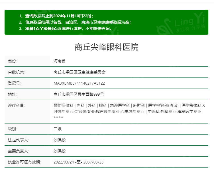 河南商丘尖峰眼科医院值得去不？资质正规技术不错口碑好且收费不高