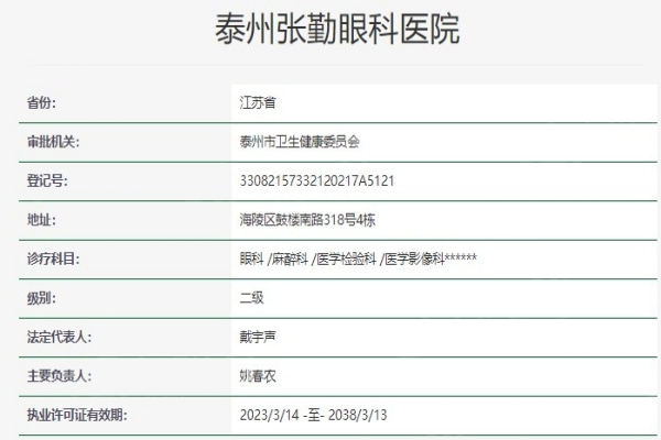 江苏泰州张勤眼科靠谱不？正规眼科，眼外伤和斜视治疗口碑良好