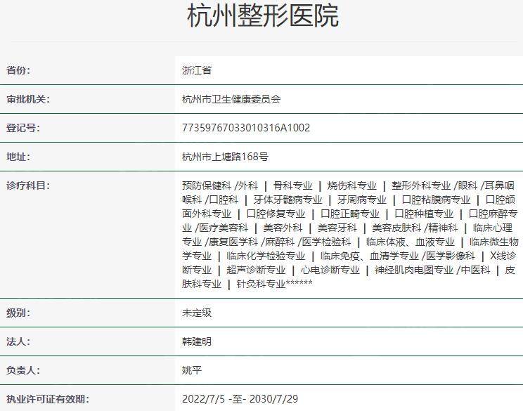 浙江杭州整形医院地址 + 电话查询！交通便利，口碑机构服务好