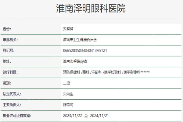 淮南泽明眼科医院收费标准如何？近视 / 青光眼收费价格表参考